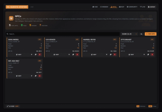 NPC roster: ped model, fixed and random quest counts, rotation pool and extra positions per NPC