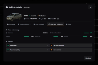 Wear and mileage integration — odometer, average condition, radiator, fuel pump and brake health with native maintenance actions