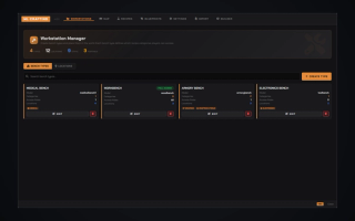 In-game admin — Workstation Manager: bench types with models, access rules, categories and locations