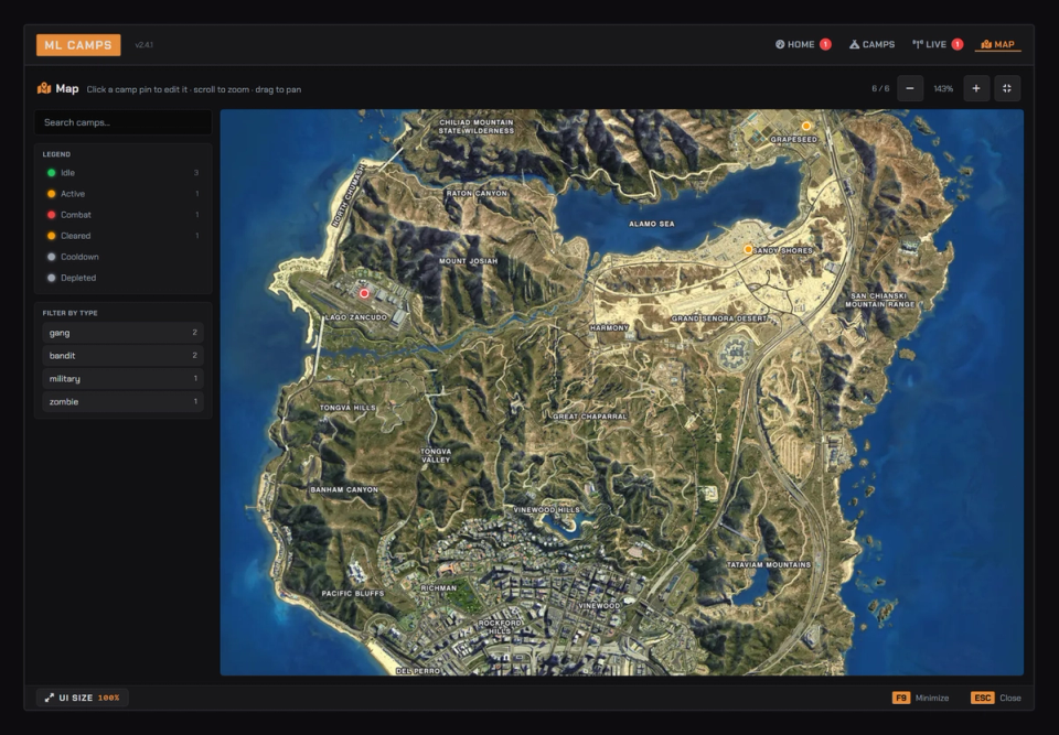 Find Camps on the Map