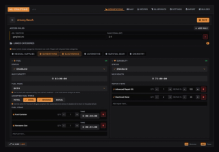 Bench type editor: fuel capacity with accepted ml_fuel types and fuel items, plus durability with repair items and repair percentages