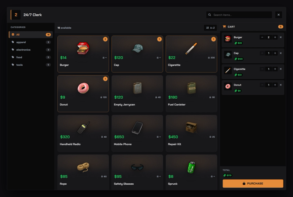 Cart-based player store