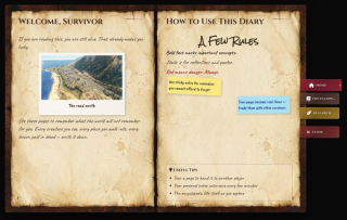 The guide the server owner writes: text styles, a photo pinned to the page, sticky notes and a tips box