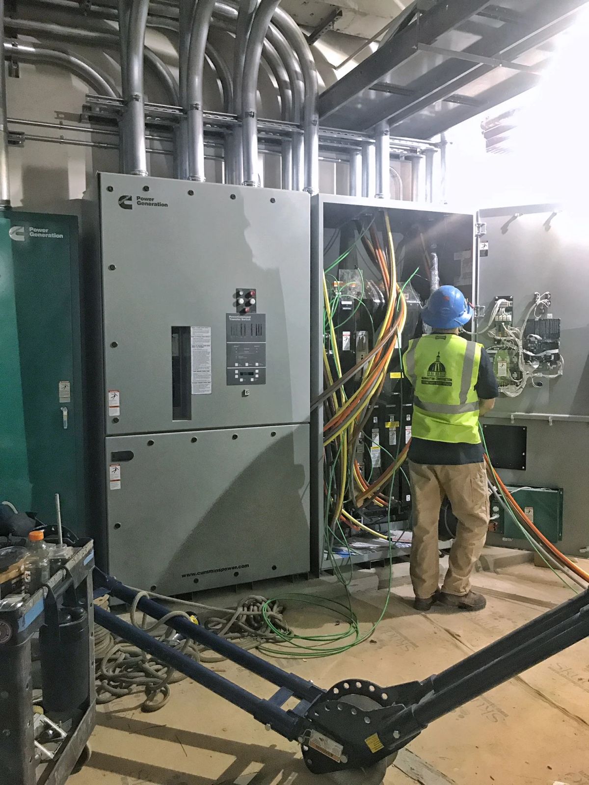 ...these shiny new electrical panels down the hall.