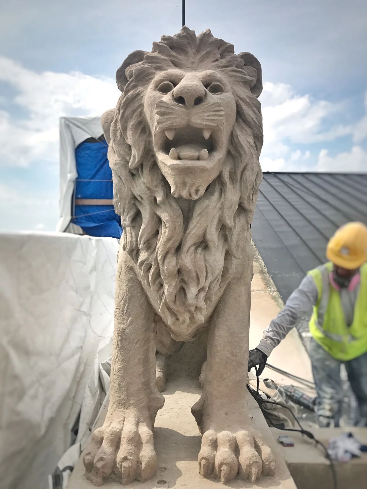 Not bad looking for a 100-year old, weather-beaten, mustachioed lion with wings.