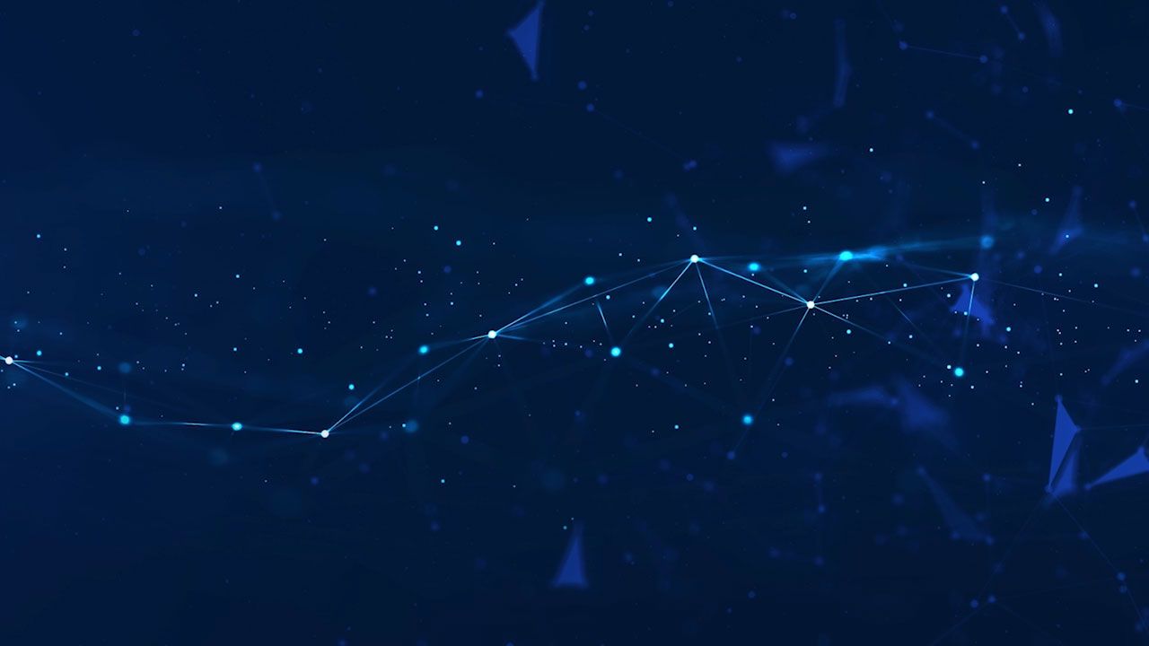 Futuristische dreidimensionale Darstellung eines Gitternetzes mit Datenpunkten