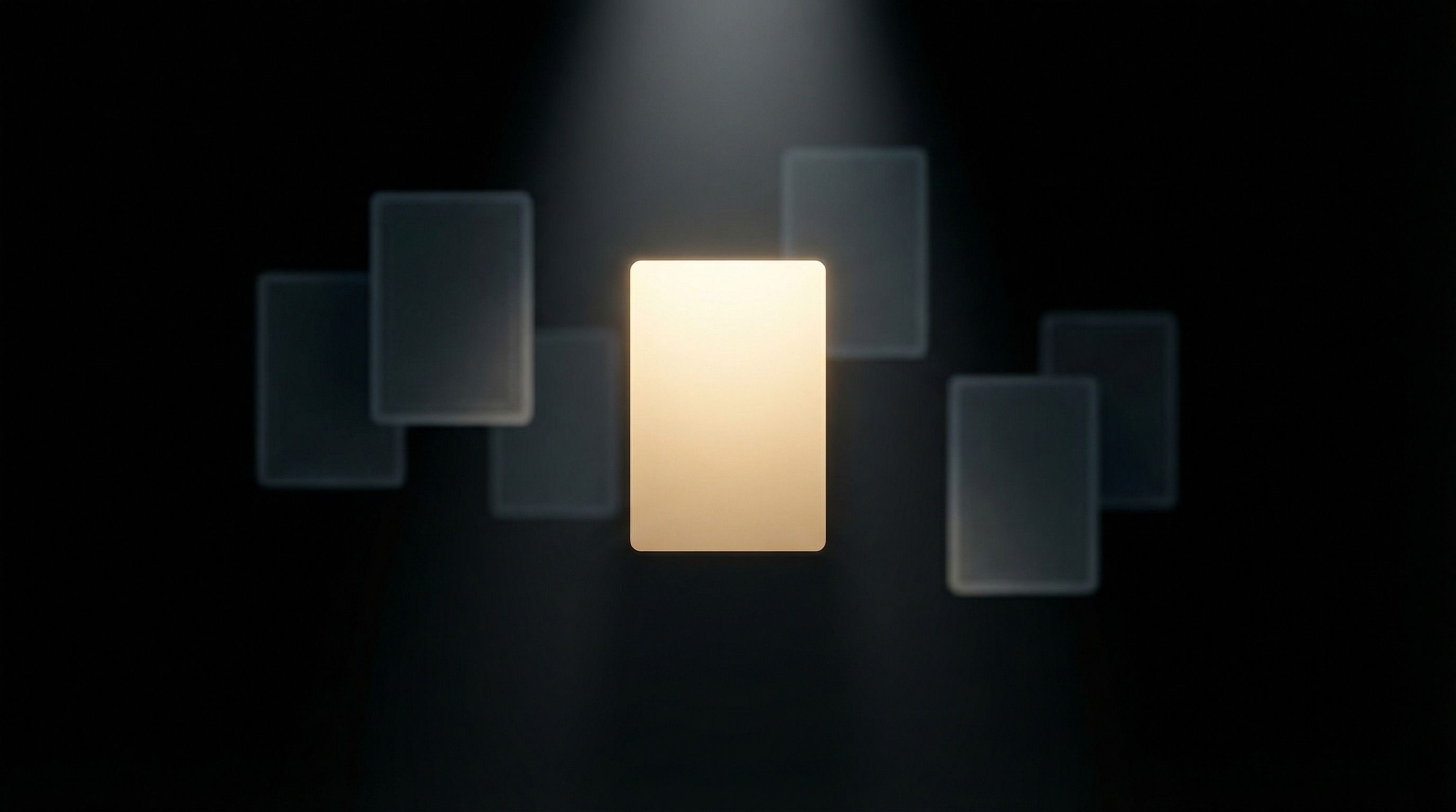 A single glowing card selected from the field — the final AI choice