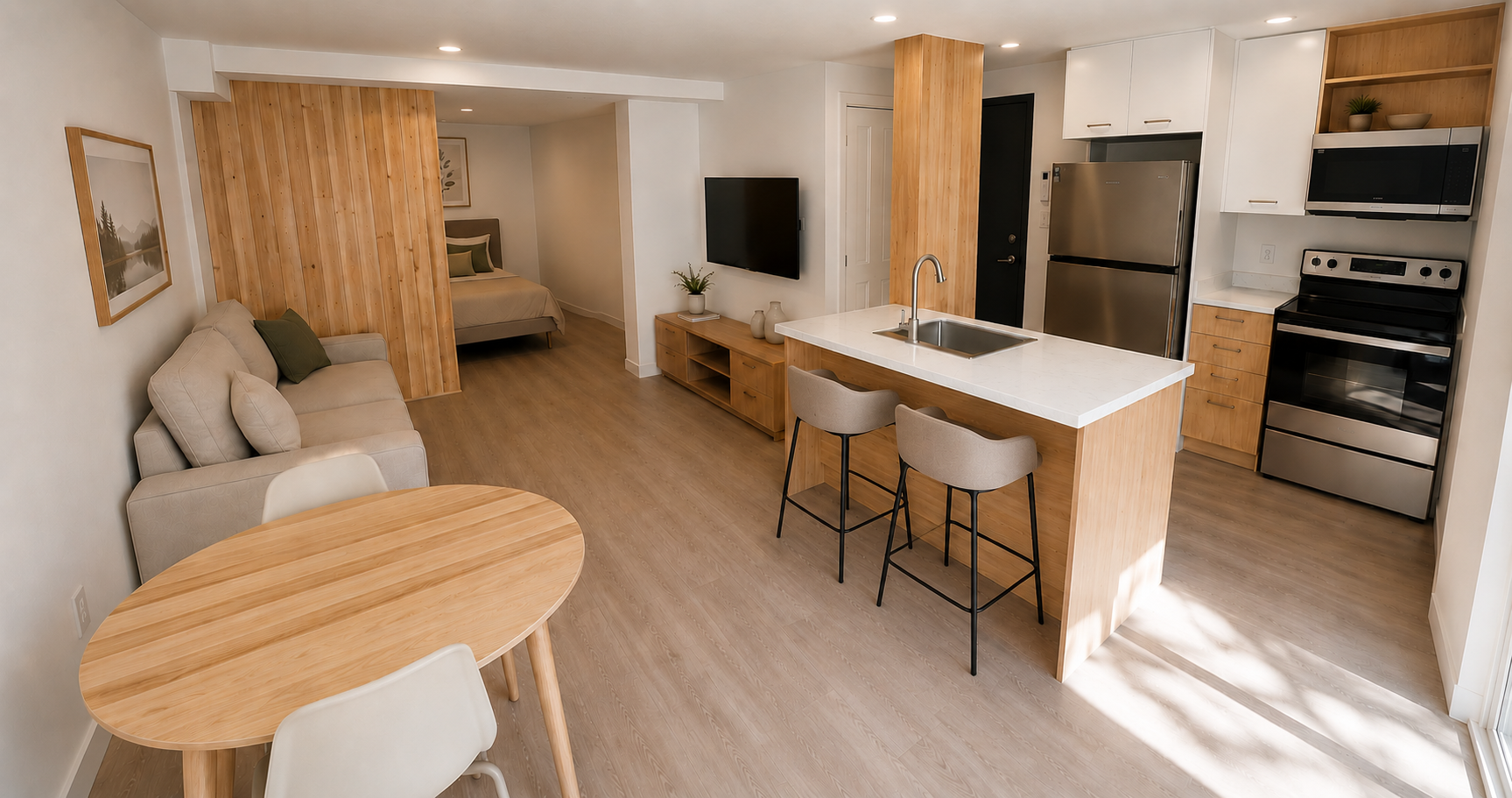 Photo : Studio neuf avec cour anglaise 