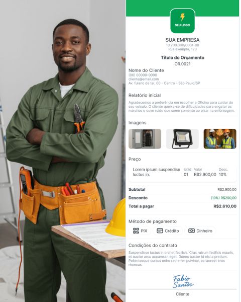 Exemplo de orçamento para eletricista profissional