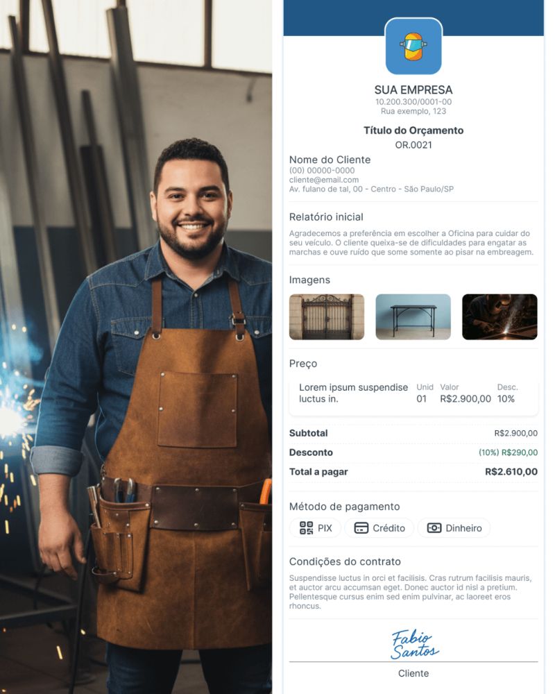 Exemplo de orçamento para serralheiro profissional