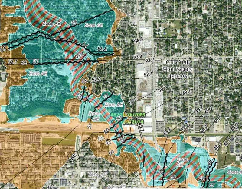 Flood - FEMA flood zone map example - Houston