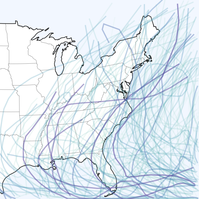 Storm - Atlantic hurricane tracks