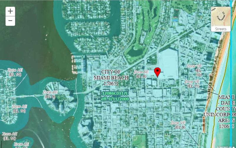 Flood - FEMA flood zone map example for Miami Beach