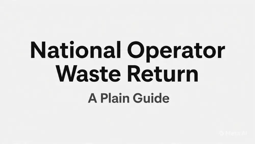 Black text on white background saying "National Operator Waste Return" with a subtitle of "A Plain Guide"