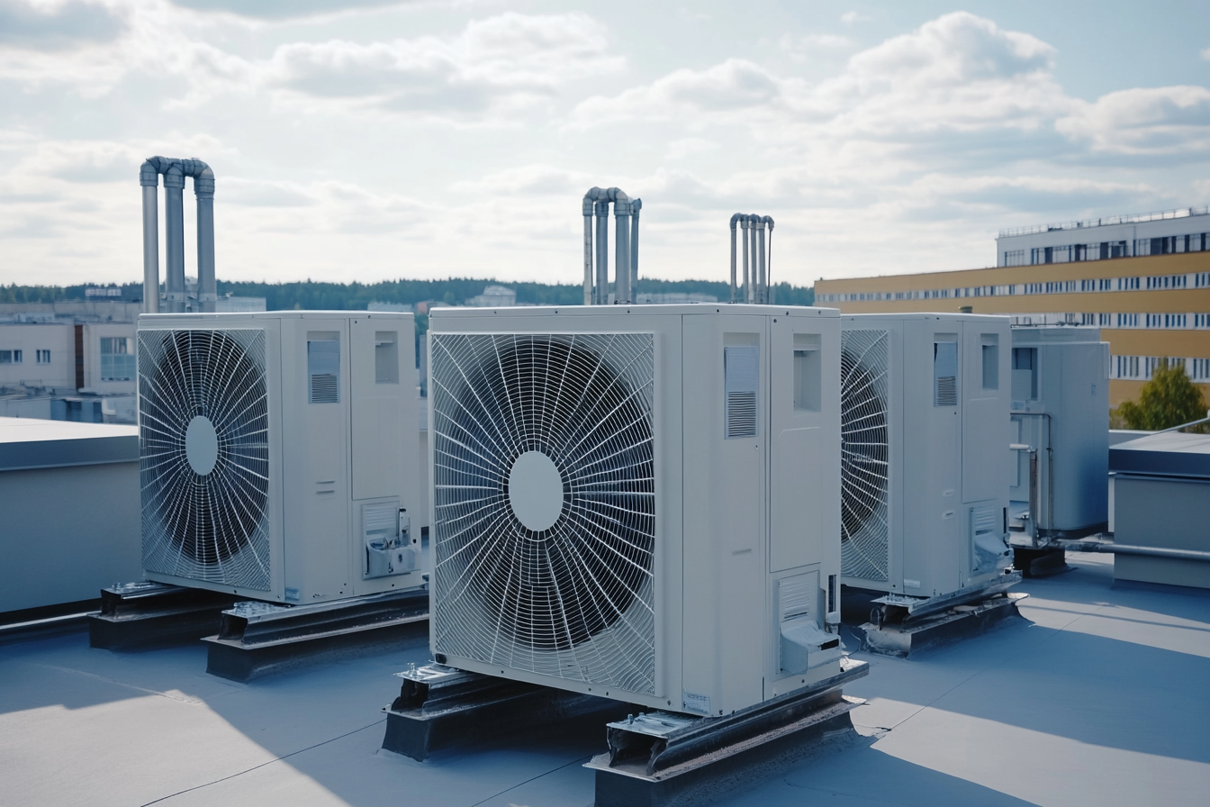Наружные блоки VRF-системы на крыше офисного здания
