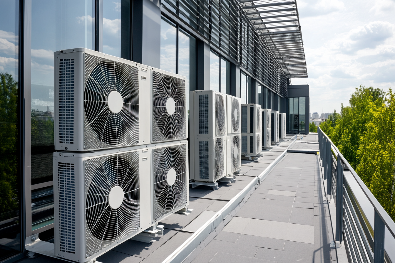VRF-система кондиционирования на крыше офисного здания в Краснодаре — наружные блоки
