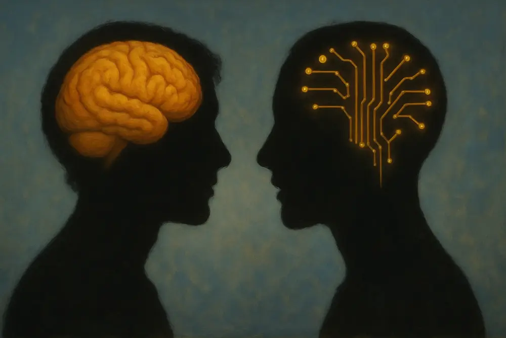 Human vs AI brain representing Anthropic's research