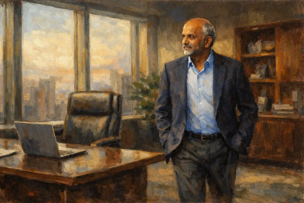 Shantanu Narayen walking away from his desk