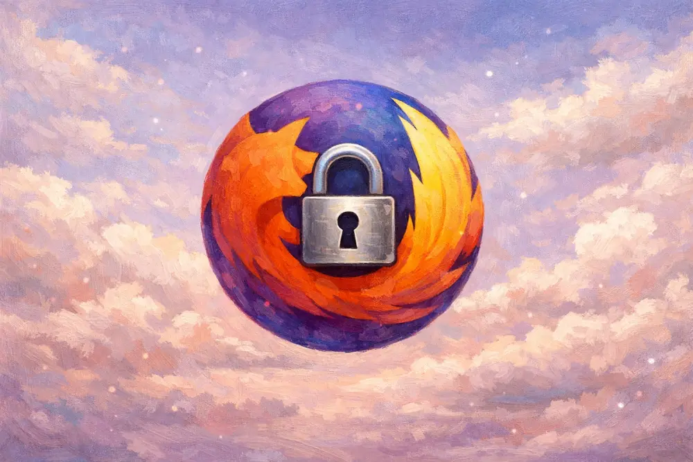 Firefox logo with a lock symbol