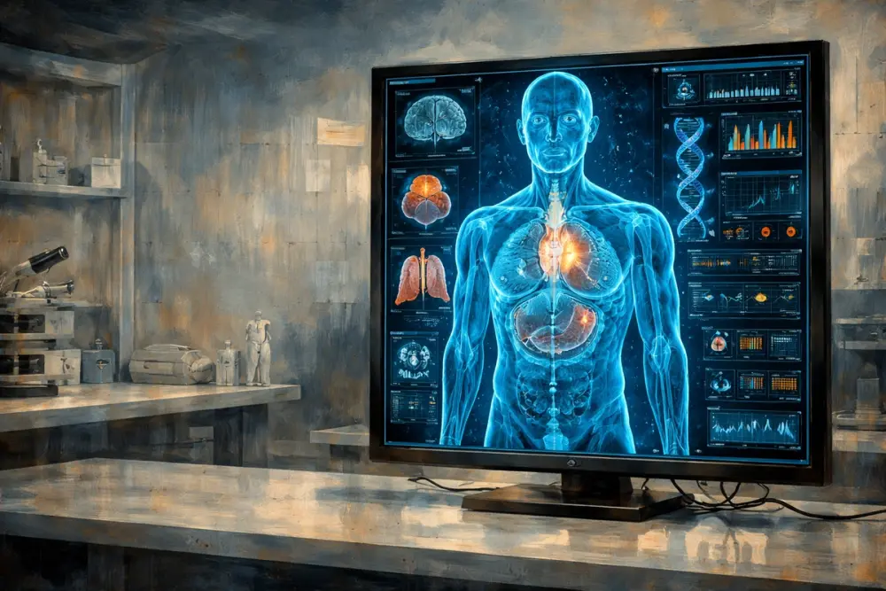 Digital twin biotechnology concept in a modern lab