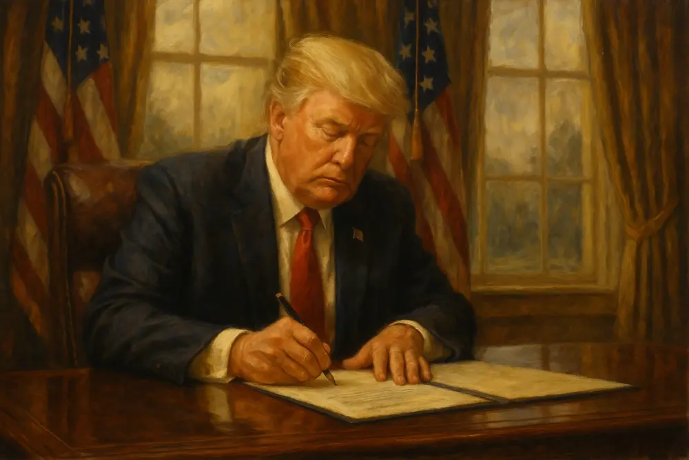 Donald Trump signing a document