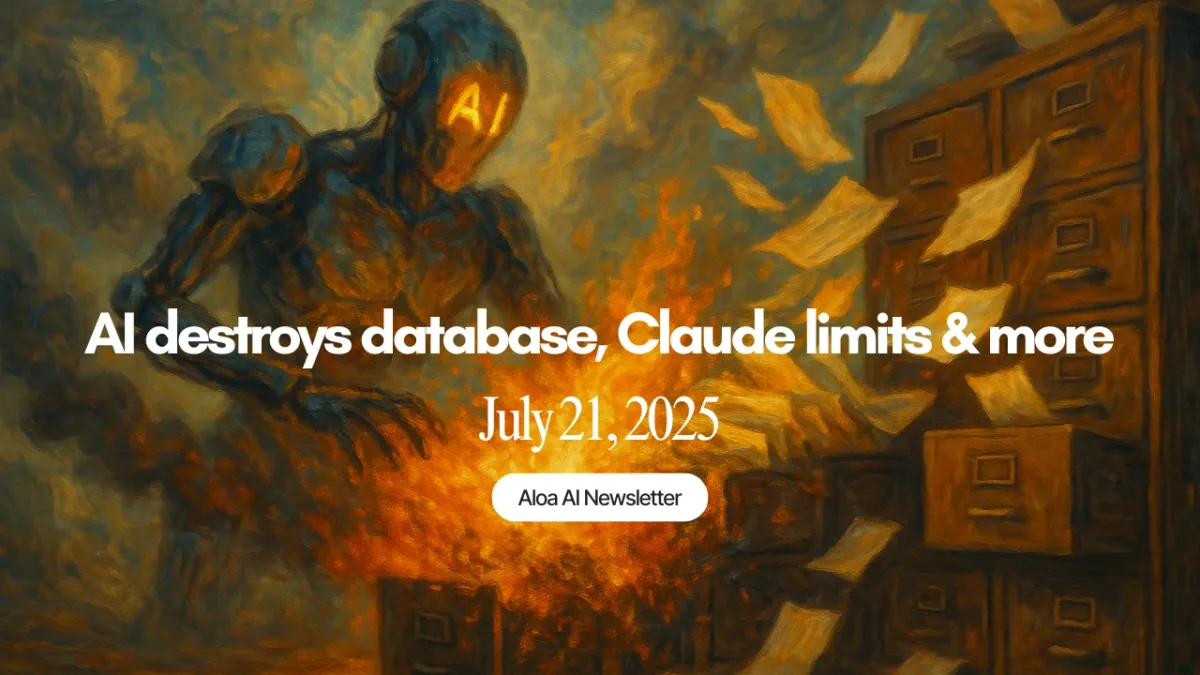 AI destroys database, Claude limits & more (July 21, 2025)