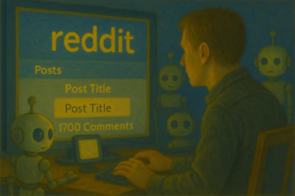 Reddit forum showing AI chatbots posing as users
