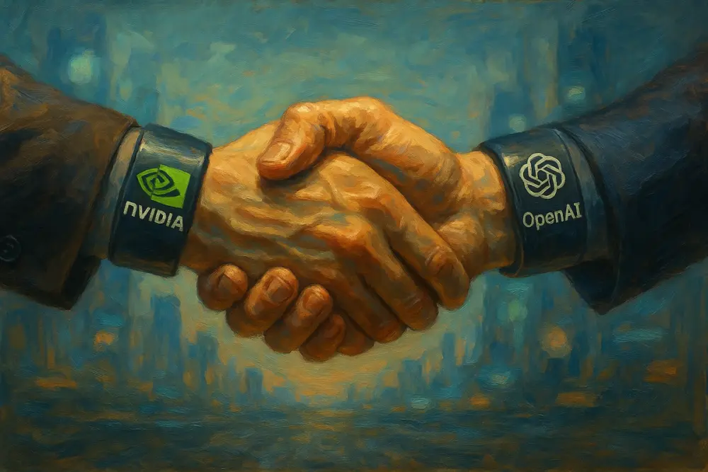 A handshake with Nvidia and OpenAI armbands