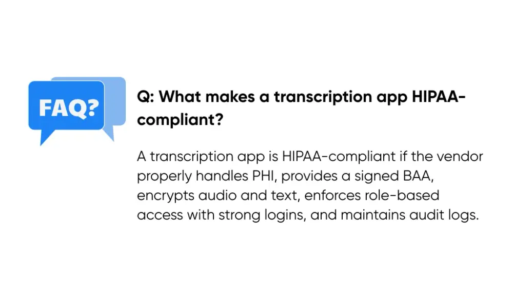 Features that make a transcription app HIPAA-compliant