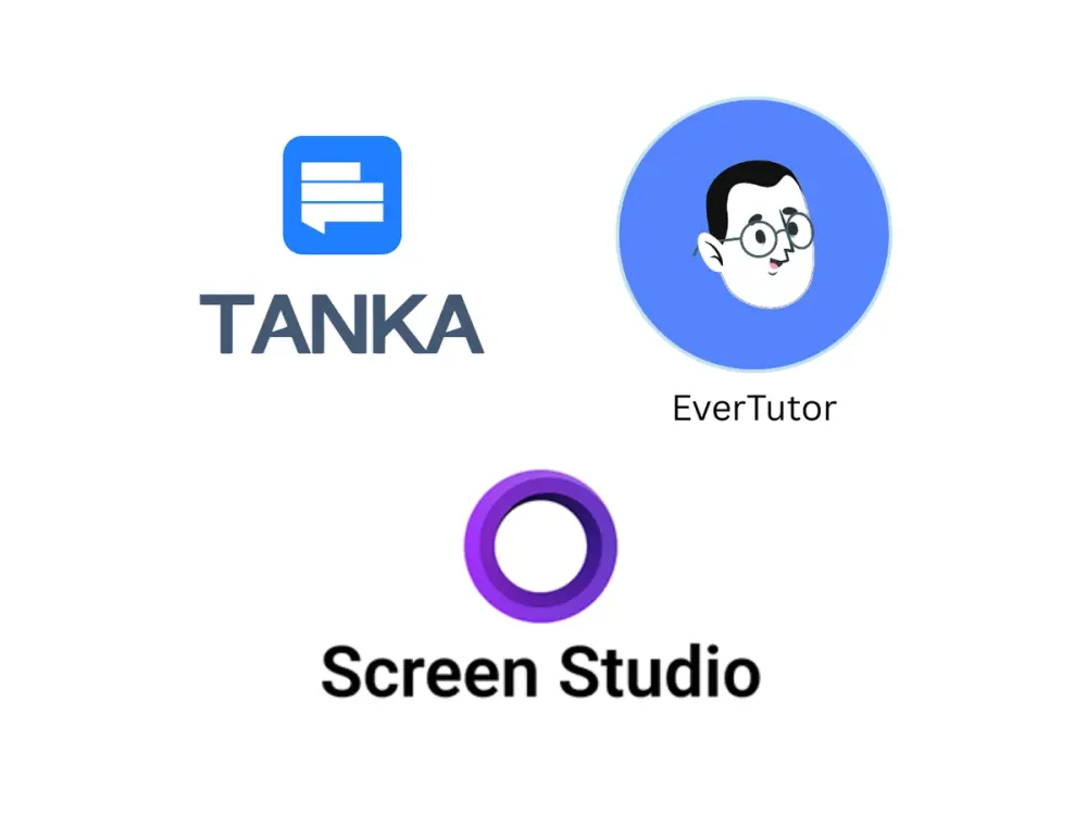Logos of three AI tools: TANKA, EverTutor, and Screen Studio