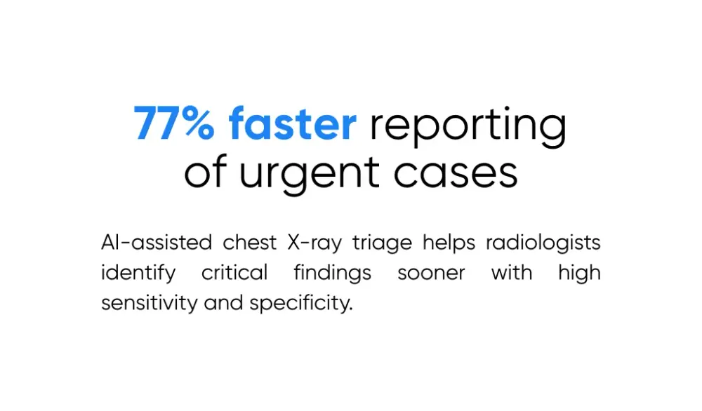 AI-assisted imaging triage for chest X-rays and CT scans.