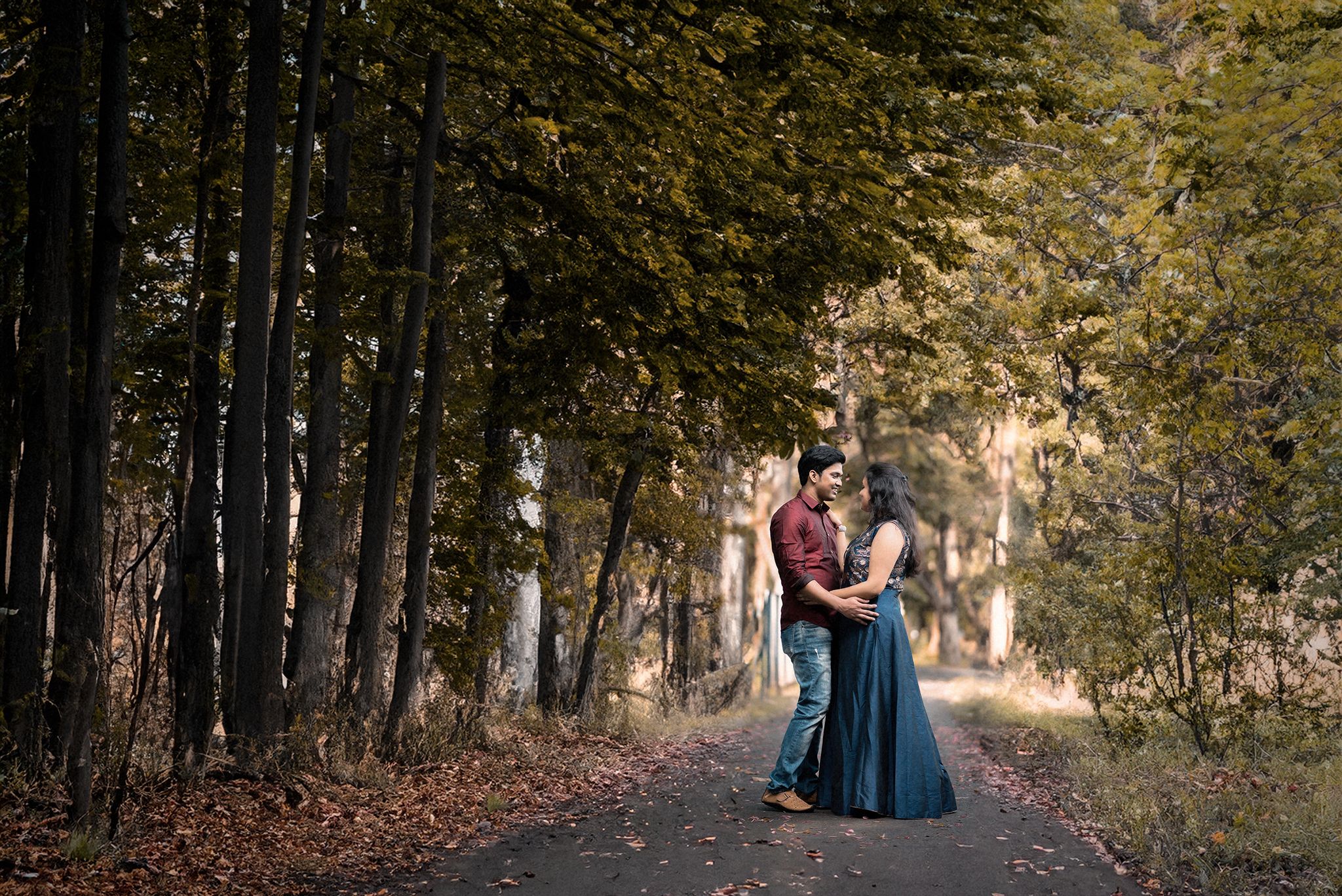 Forest Road Pre Wedding Photography in Kolkata | Romantic Couple Portrait by The Vedic Wedding