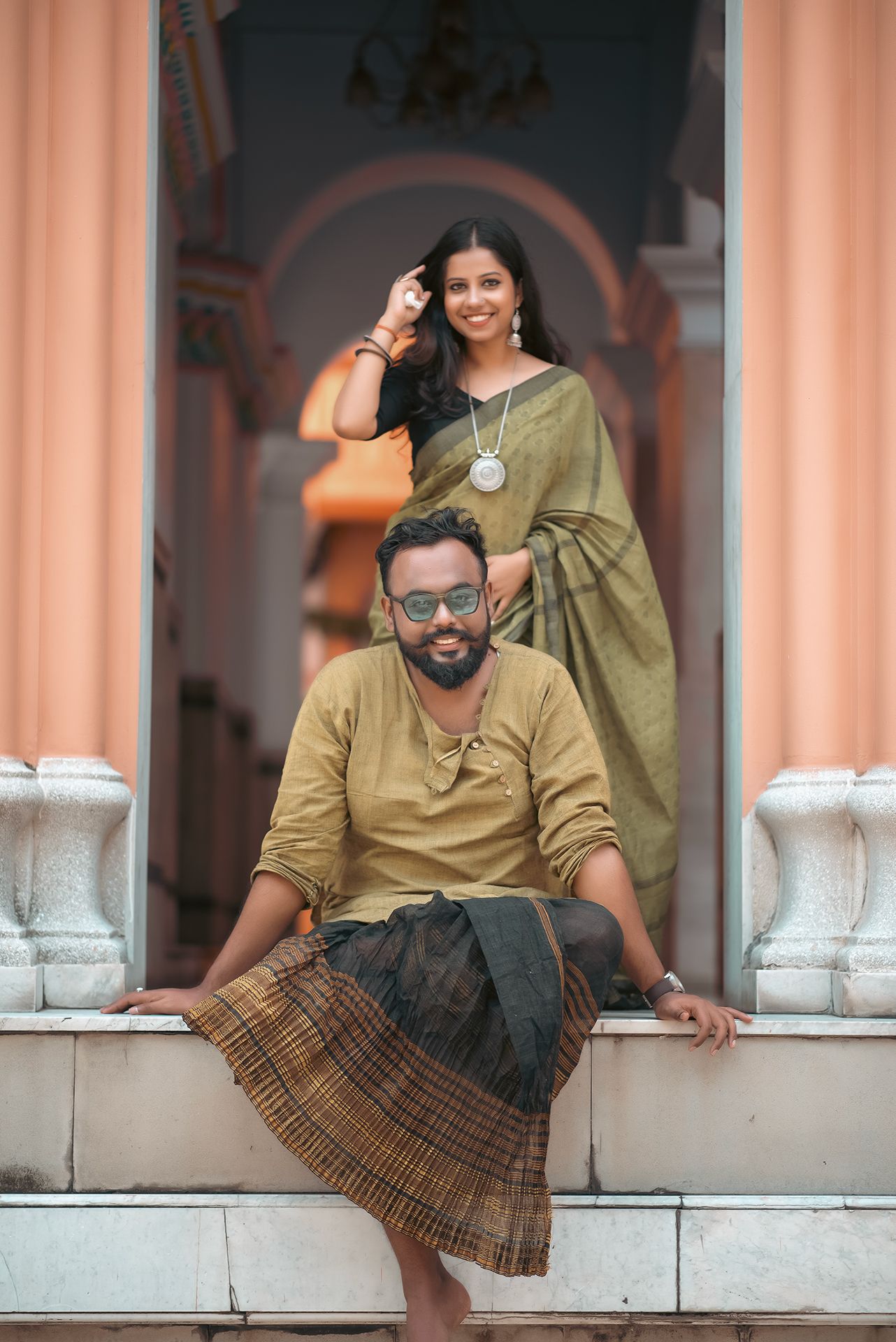 Bengali Couple Portrait Session at Heritage Architecture Location | Lifestyle Photography Kolkata