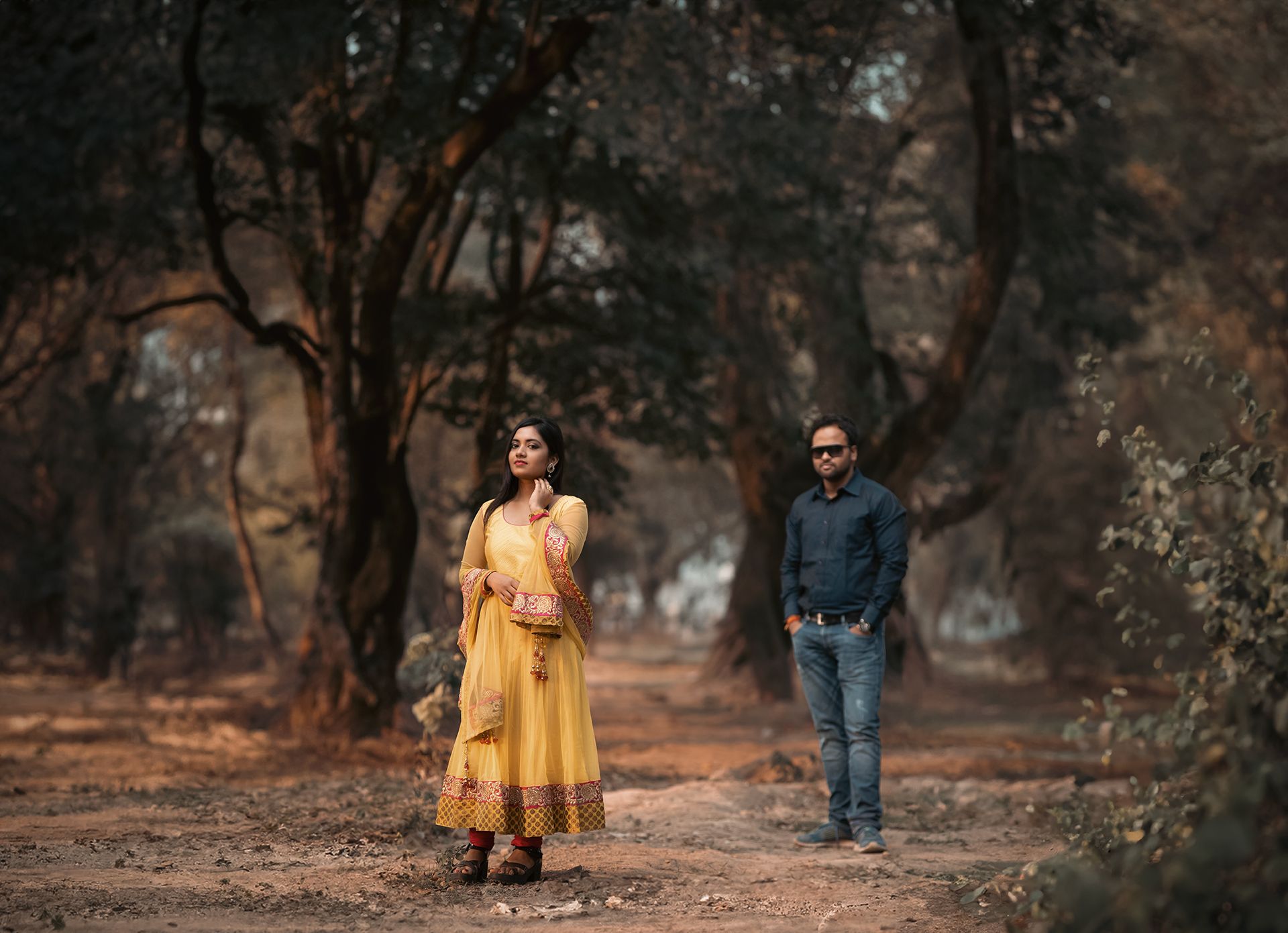 Cinematic Forest Pre Wedding Photoshoot with Traditional Indian Couple | The Vedic Wedding