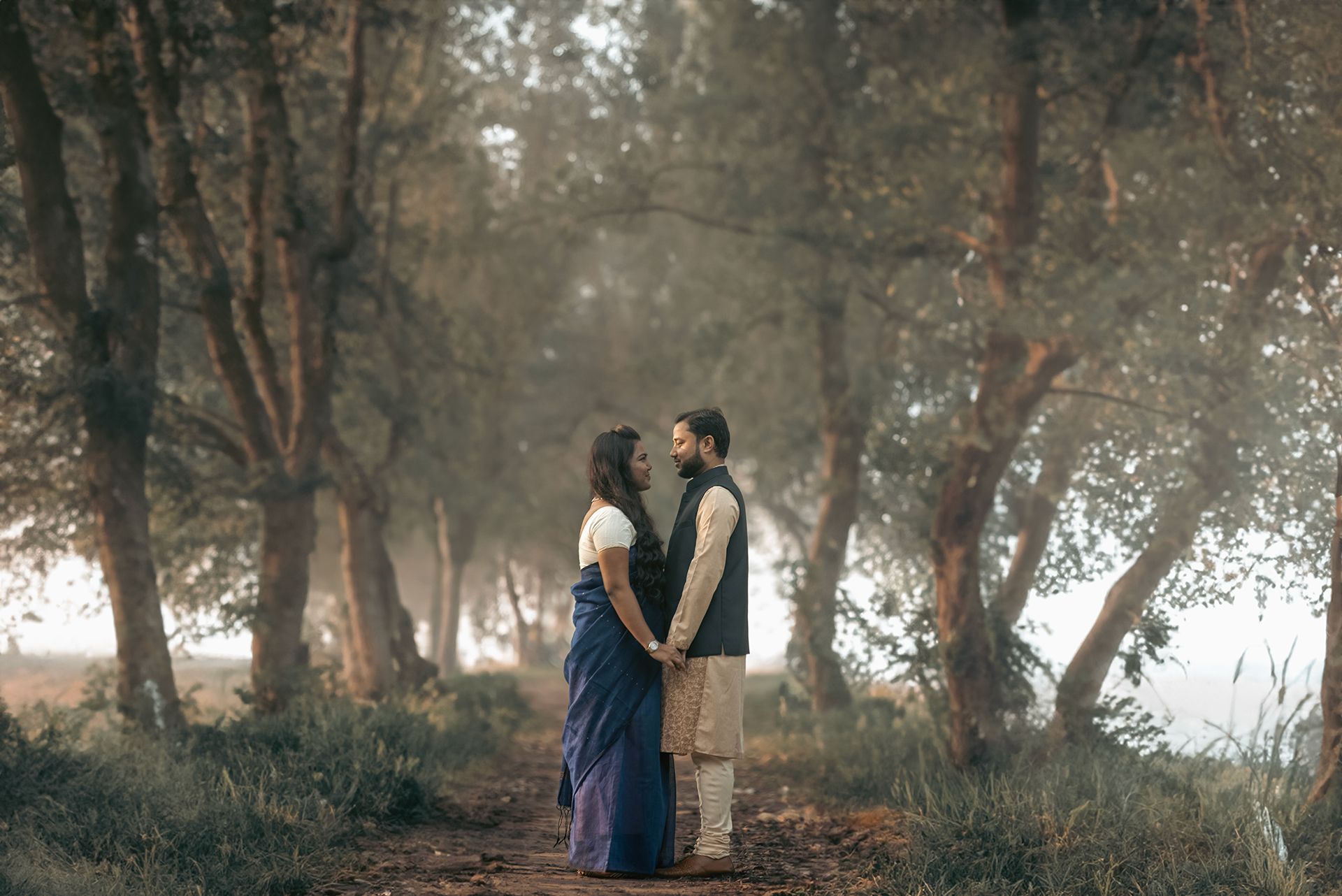 Romantic Forest Pre Wedding Photoshoot in Kolkata | Nature Inspired Couple Photography by The Vedic Wedding