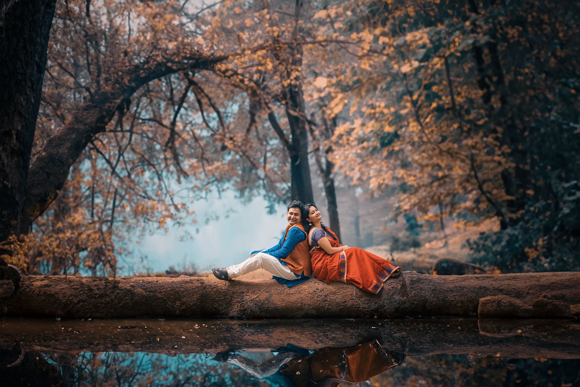 Forest Pre Wedding Photography in Kolkata | Artistic Bengali Couple Portrait by The Vedic Wedding