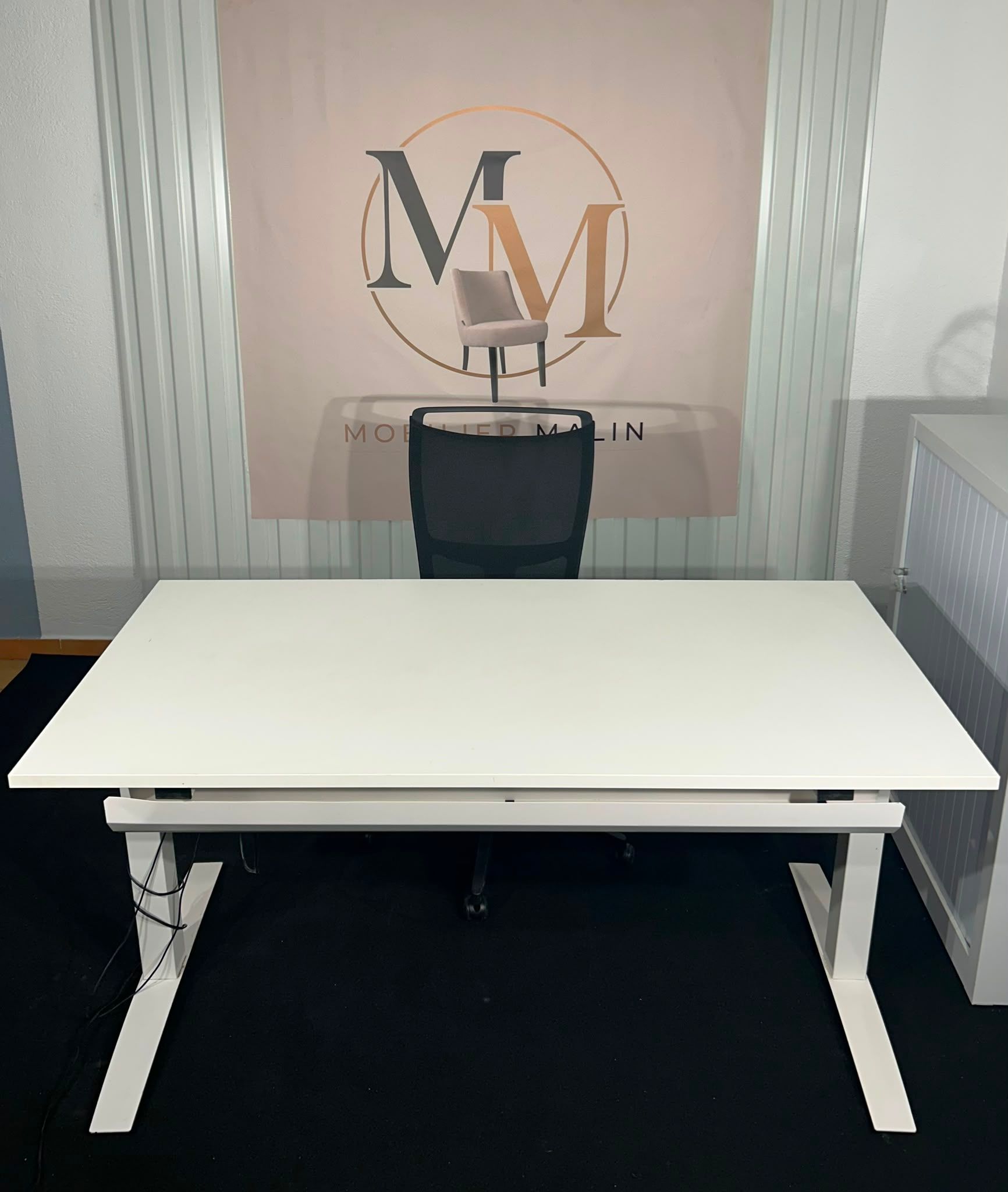 Bureau assis-debout électrique 160 × 80 cm blanc – Hauteur réglable motorisée - vue 2
