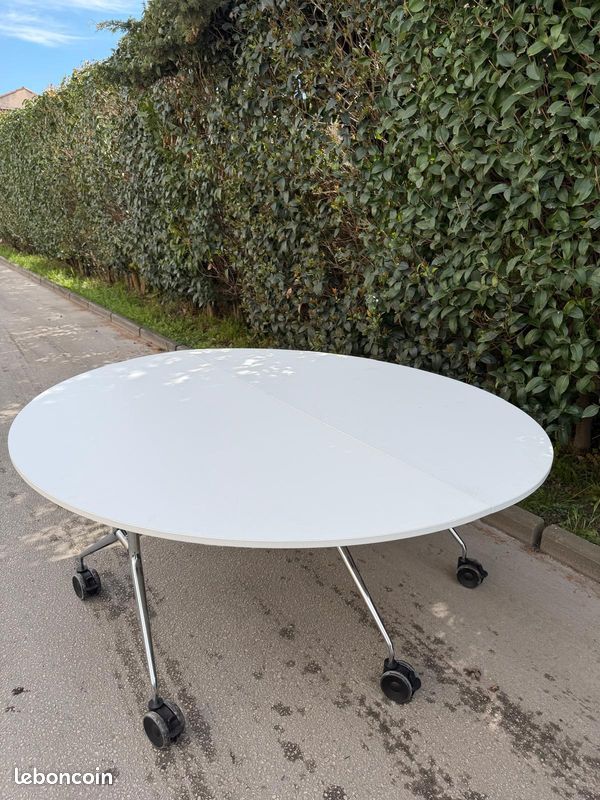 Table Ronde pliable Réunion blanche 180 cm de diamètre