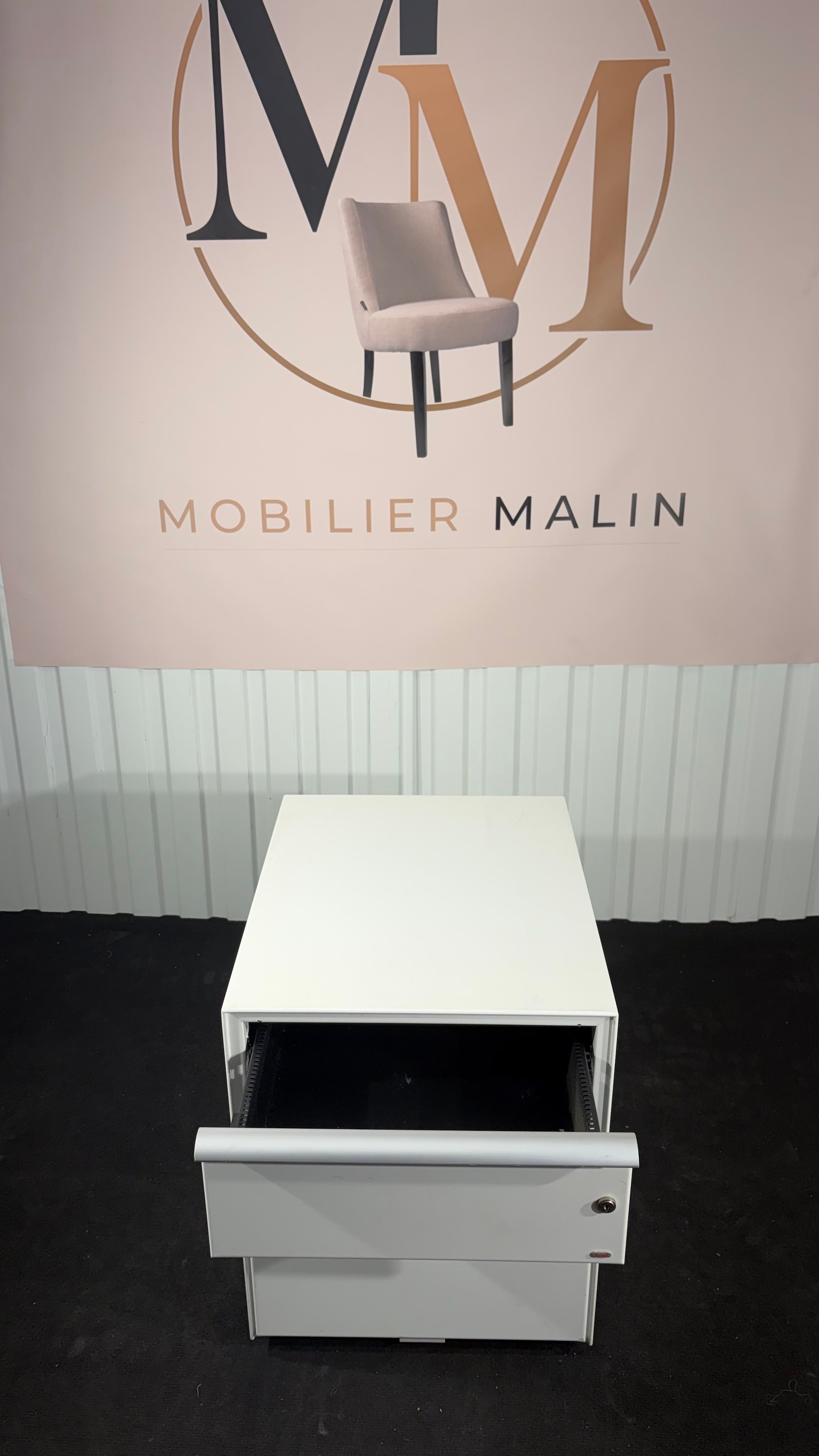 Caisson de bureau mobile 2 tiroirs blanc avec serrure et roulettes - vue 3