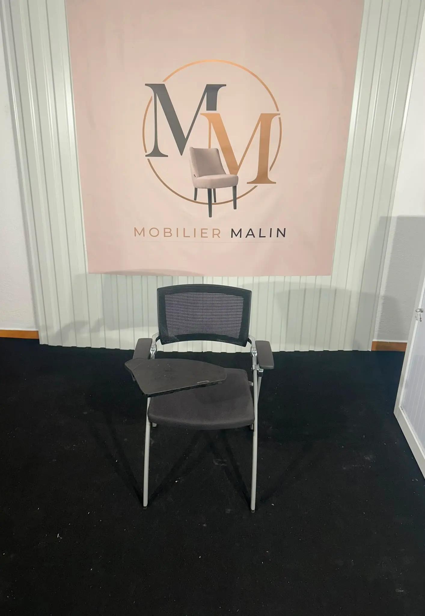 chaise de formation noir avec tablette  1