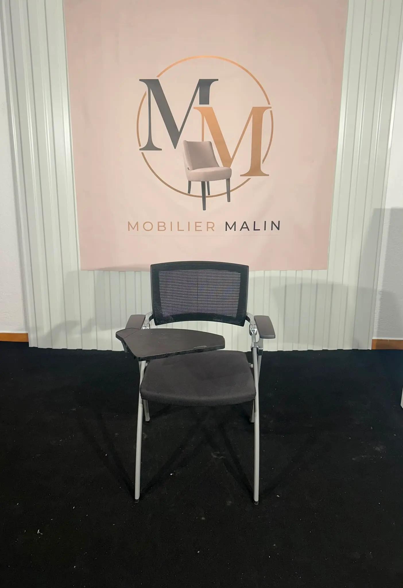 chaise de formation noir avec tablette  
