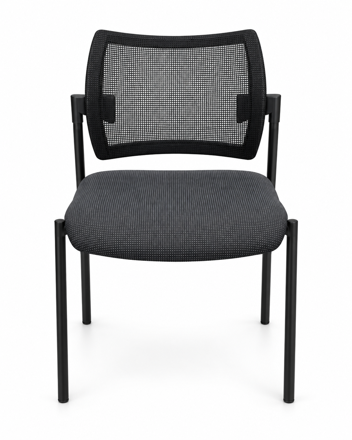 Chaise d’accueil noire – Dossier et assise en résille