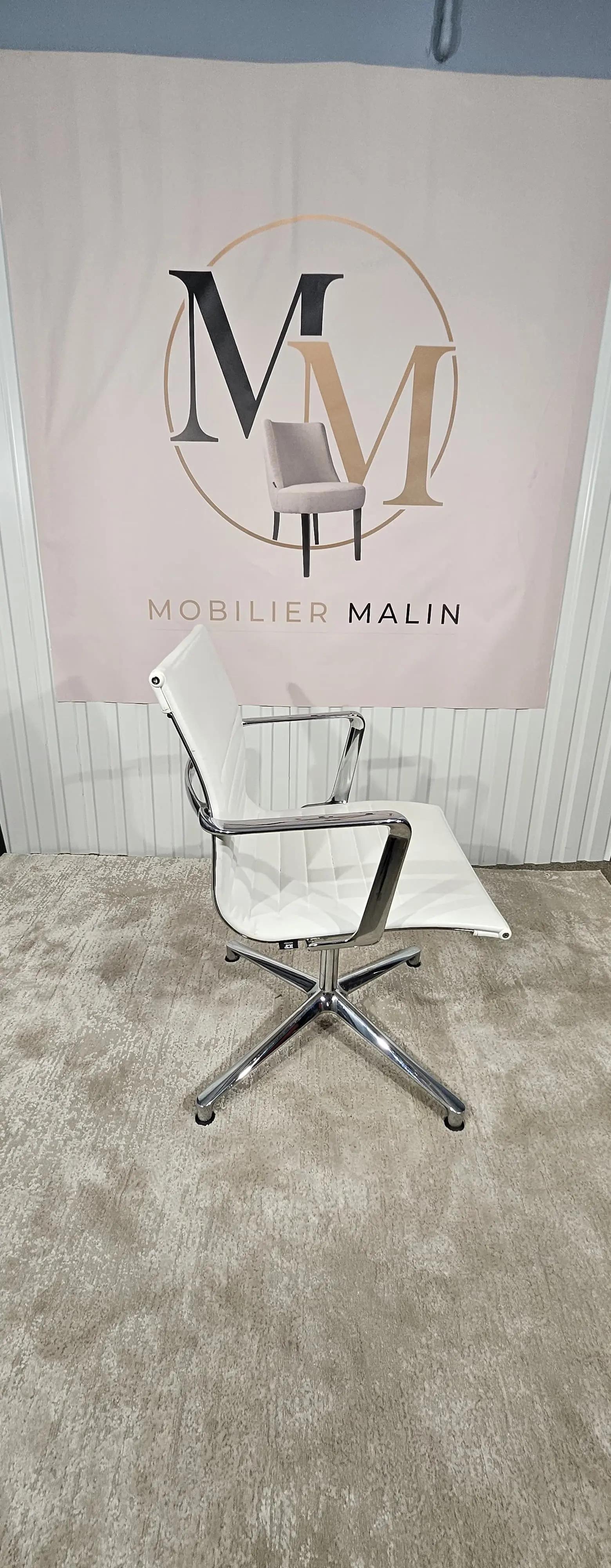 Chaise réunion ICF Italie cuir blanc - Design Aluminium Group - vue 2