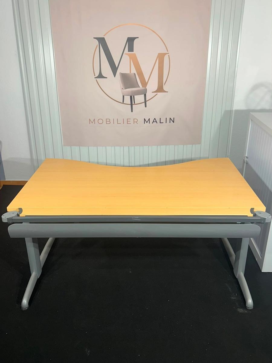 Bureau professionnel droit 160 x 80 cm Bois clair avec piètement métal