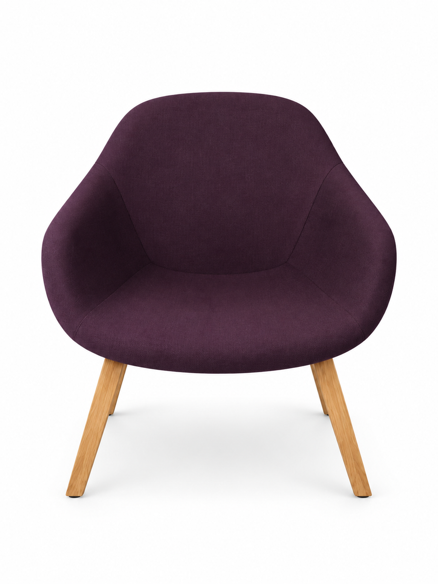 Fauteuil d’accueil scandinave en tissu avec pieds en bois plusieurs coloris