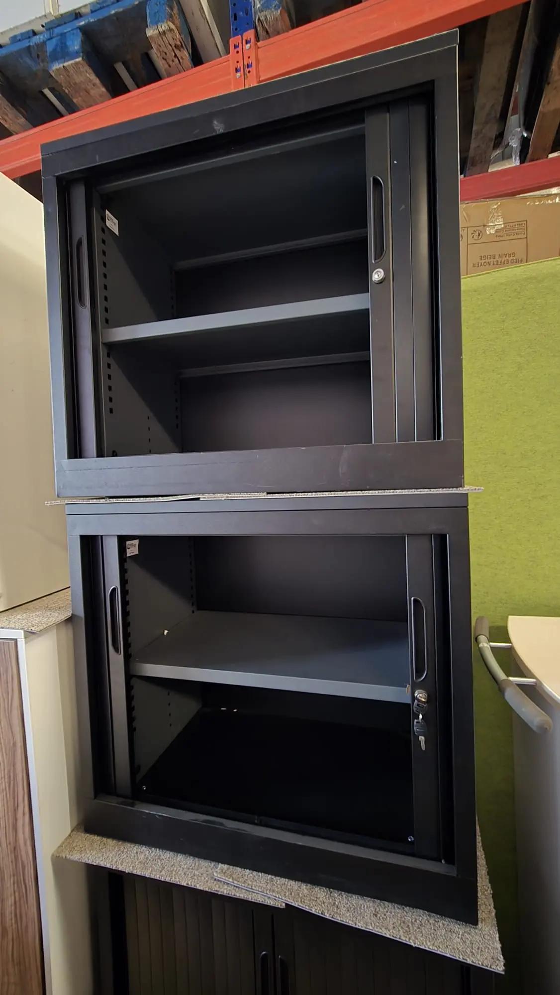 Armoire basse métal noire à rideau 80x73 cm - vue 2
