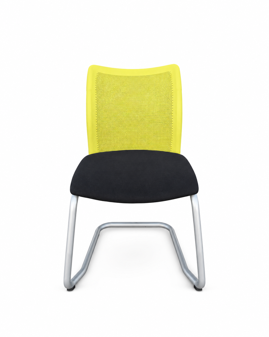 Fauteuil d'accueil pied luge jaune/noir - vue 1