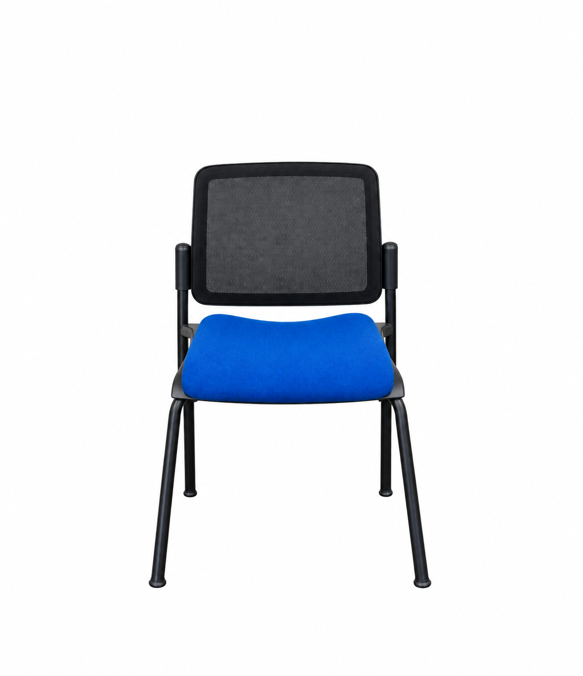 Chaise visiteur Majencia assise bleue avec dossier filet noir - vue 1