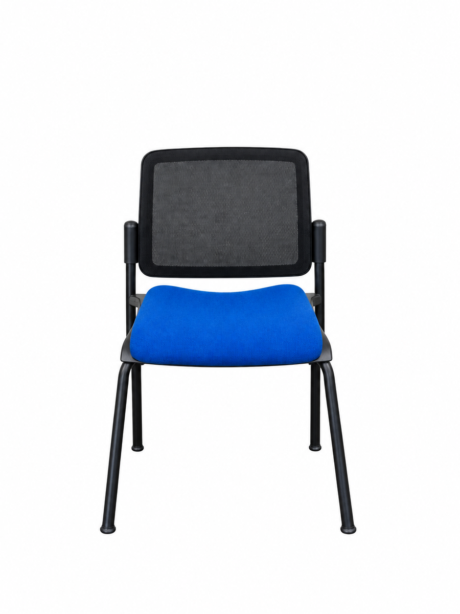 Chaise visiteur Majencia assise bleue avec dossier filet noir