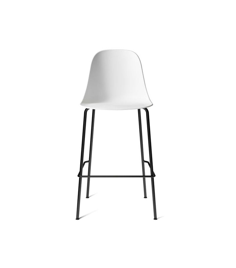 Tabouret de bar haut coque blanche avec piètement noir – Hauteur d'assise 78 cm